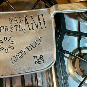 Vtg 1977 YORK METALCRAFTERS METAL CLEAVER SHAPE CUTTING SERVING BOARD